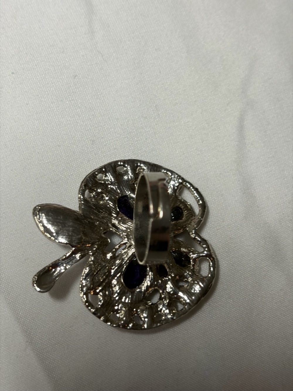 Apple Statement Ring Purple Rhinestone Adjustable - image 3